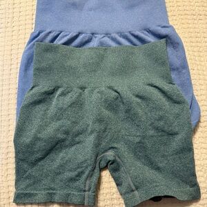 Blue and Green High-Waisted Shorts